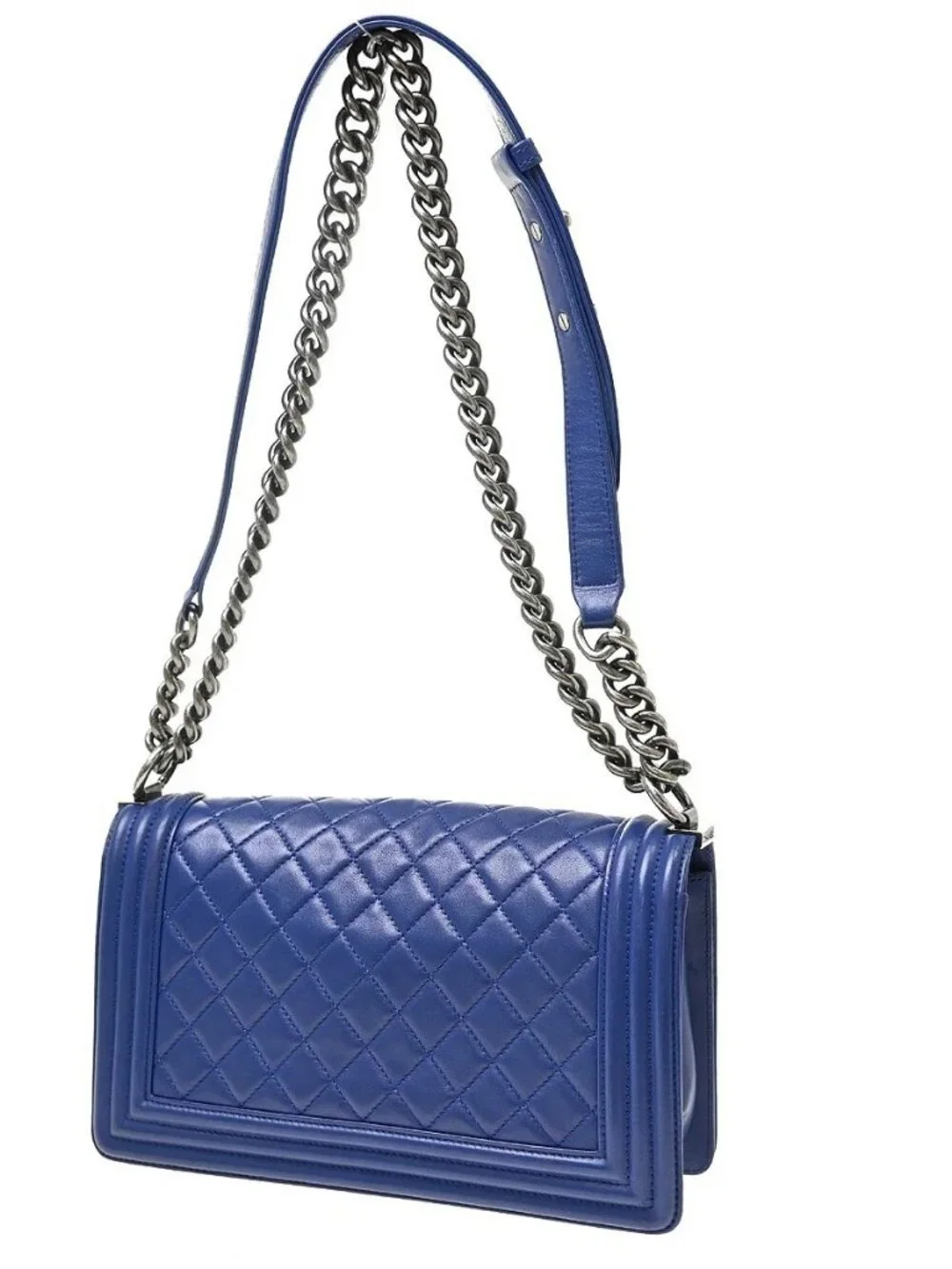 Best07 Boy Chanel Blue Lambskin Medium Shoulder Bag RQ03676
